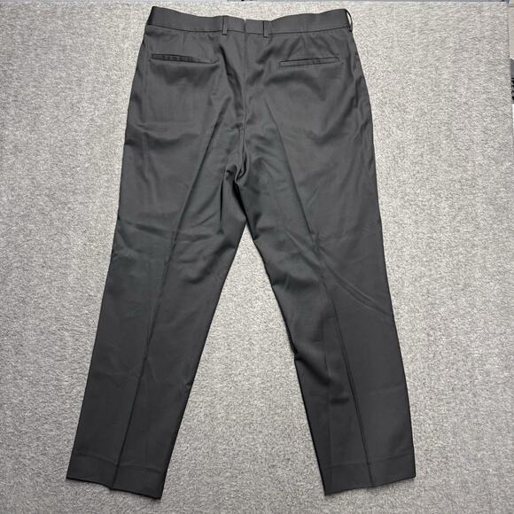 Faconnable Wool Dress Pants Mens 36R (39x29.5) Black Flat Front Straight Classy - Picture 5 of 8